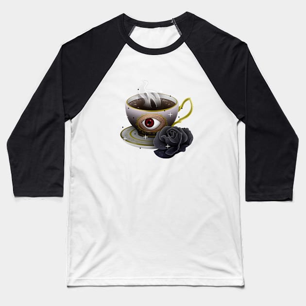 Black Rose Tea Baseball T-Shirt by Firebluegraphics